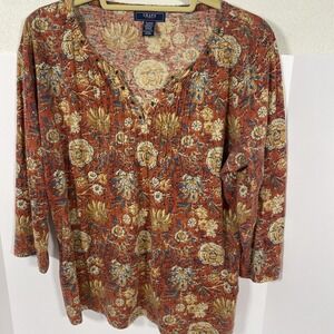 chaps ralph lauren‎ shirt 3/4 Sleeve Floral XL